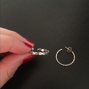 Vintage silver braided hoop earrings